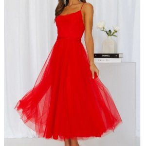 Signal My Way Midi Dress Red
